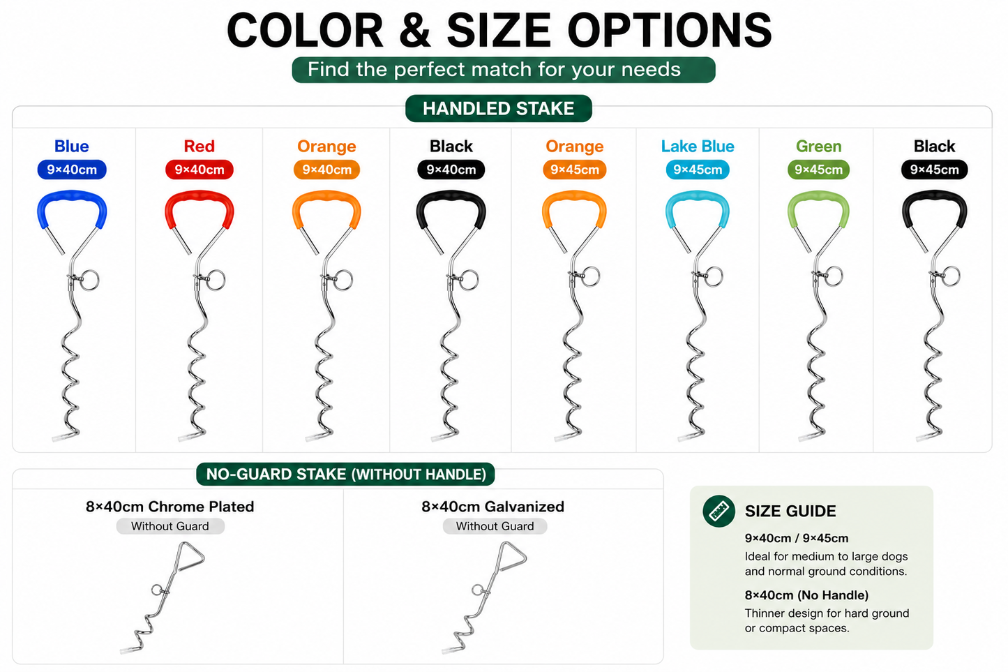 Spiral Dog Tie-Out Stake with Comfort Grip Handle