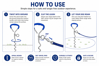 Spiral Dog Tie-Out Stake with Comfort Grip Handle